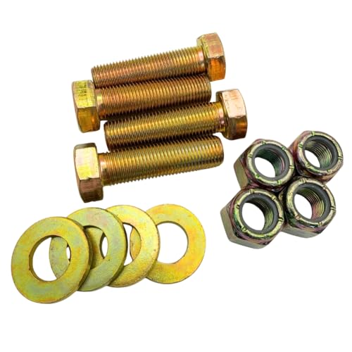 1/2"-20 x 1-3/4" Grade 8 Bolts (4-Pack) – Heavy-Duty Hex Bolts with Flat Washers & Nylon Lock Nuts – High-Strength SAE J429 Anti-Vibration 1.75" UNF Fine Thread