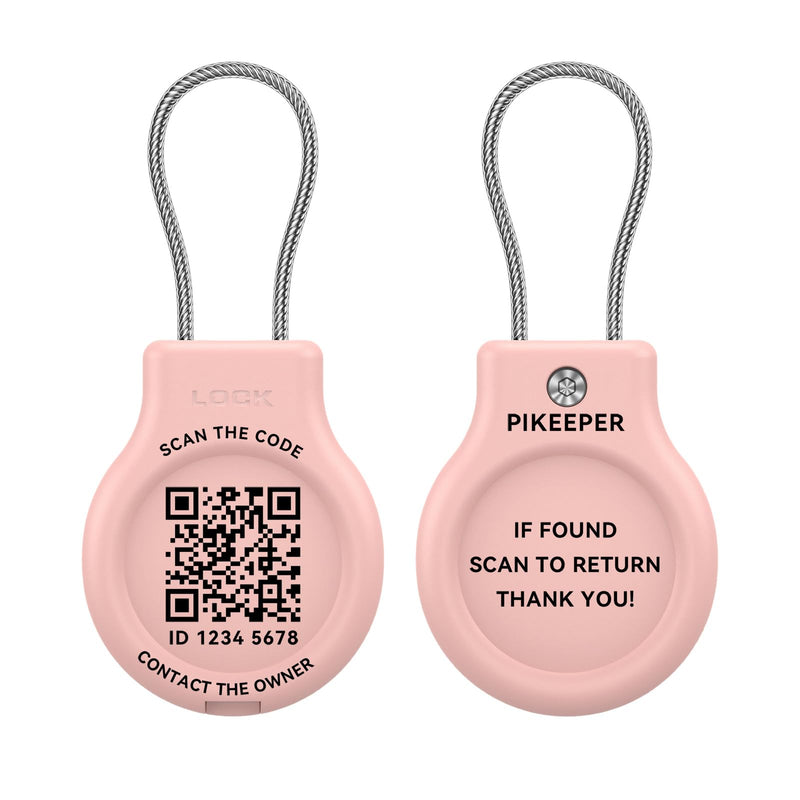Pro 2-in-1 Waterproof Luggage Tracker & QR Code [iOS Only], 1-Pk | Works with Apple Find My | Lost-and-Found QR Code | Anti-Theft & Anti-Collision | Flight-Safe Replaceable Coin Cell Battery Pink iOS Only