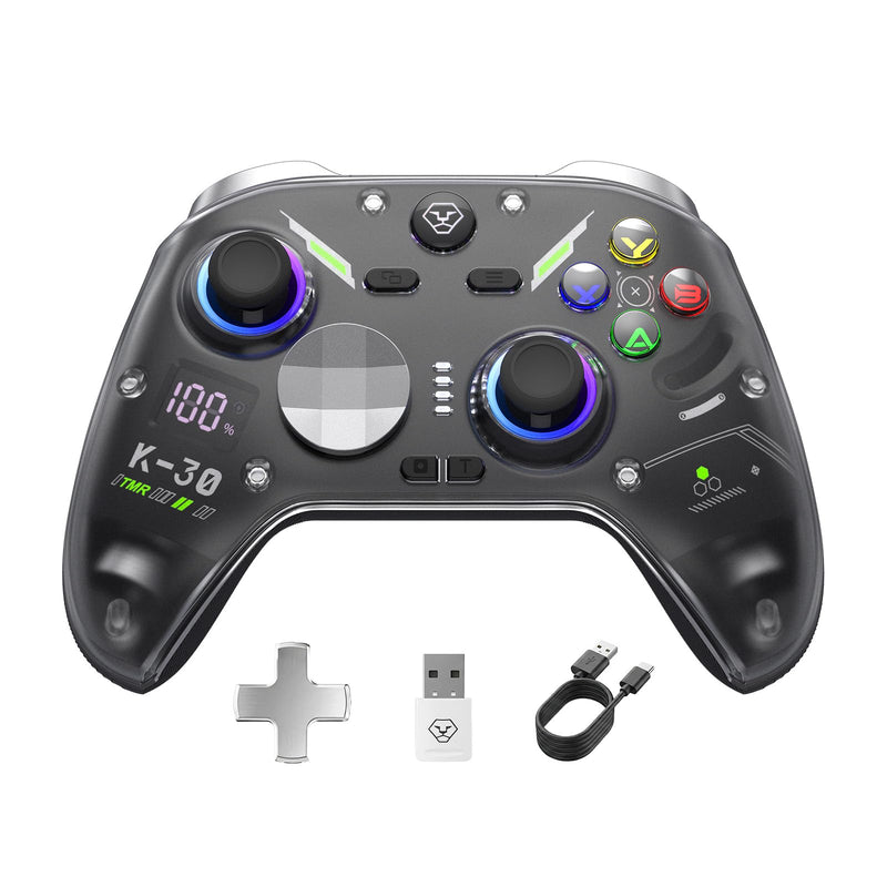 Aolion gaming K30 TMR Wireless Gaming Controller for Switch, PC, iOS & Android, TMR Joysticks (No Drift), Hall Effect Triggers, Switchable ABXY Buttons, Back Buttons & RGB Lighting Black