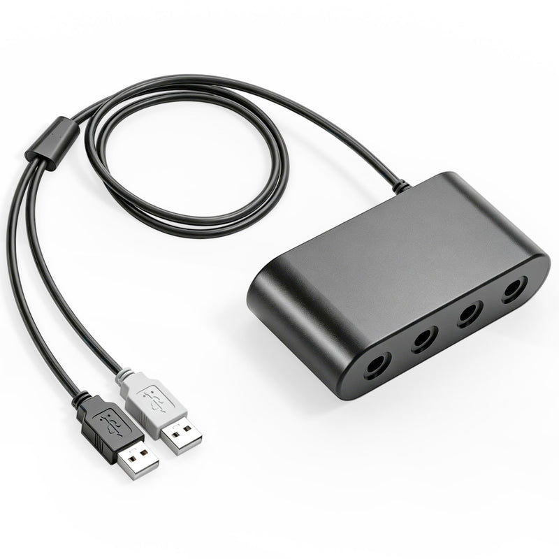 Gamecube Controller Adapter for Wii U, PC Windows, Nintendo Switch/OLED/Switch 2 Gamecube Converter, Support 4 Gamecube Controller to Play Supper Smash Bros with 3.3ft Long Cable