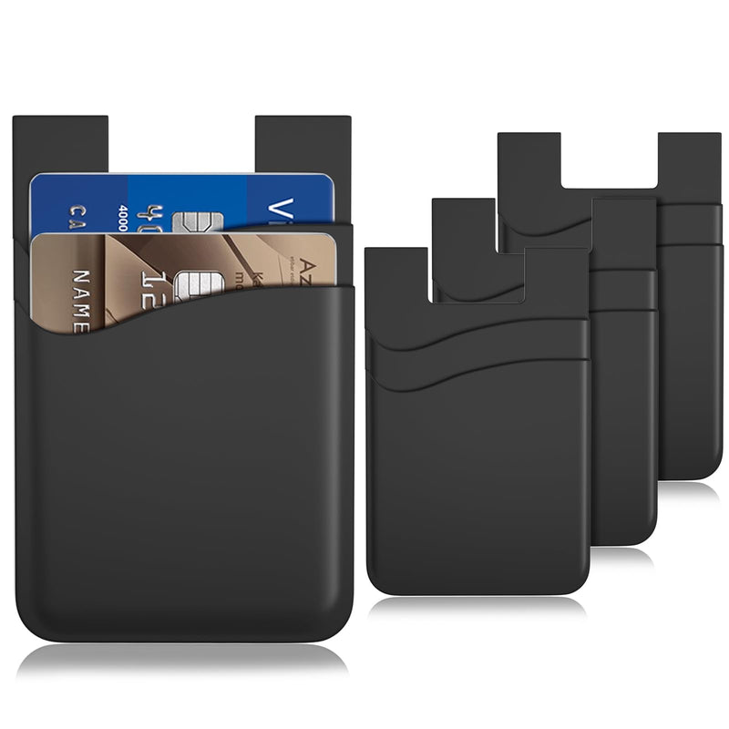 Sticky Card Holder for Back of Phone,3Pack Adhesive Phone Card Holder | Double Storage Cell Phone Wallet Stick On Credit Card Case,Adhesive Card Pocket for iPhone,Galaxy,Android Smartphones Black x3