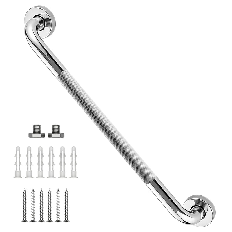 24 Inch Shower Grab Bar, Chrome Anti Slip Safety Bars, 304 Stainless Steel Bathroom Handrail, Handicap Grab Bars for Wall, Shower Grip Handle for Seniors Elderly Injury Assist Bath (1.25" Dia) 24 Inch