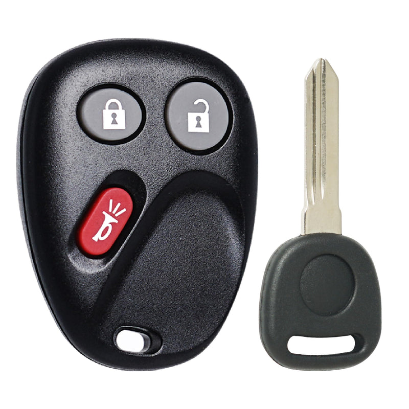 SUPALAND Key Fob Remote with Uncut Ignition Key Fits for 2003-2006 GMC Sierra Yukon Chevy Silverado Avalanche Tahoe Suburban Cadillac Escalade Hummer H2 LHJ011 Transponder Key B91P/B102P