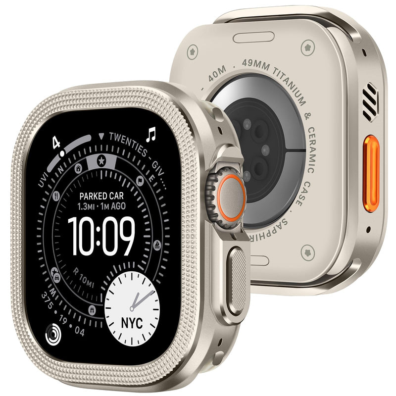 Amizee 2 in 1 Metal Cover Compatible with Apple Watch Ultra 3/2/1 Case 49mm with Back Cover, Rugged Shockproof Bumper Durable Protective Case for iWatch 49mm, Titanium