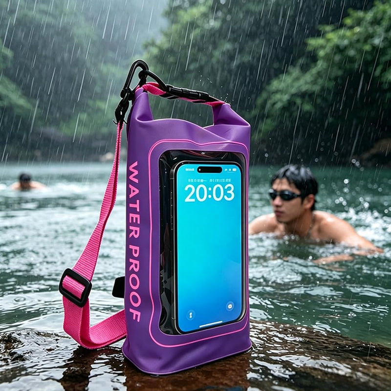 Dry Bags Waterproof 2L, Lightweight Roll Top Beach Bag for Women and Men, Dry Pouch for Travel, Swimming, Boating, Purple
