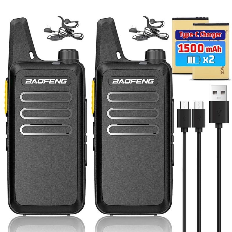 Walkie Talkies for Adults Long Range Rechargeable Walkie Talkies UHF Two Way Radios with Earpieces,1500mAh Battery Walky Talky Noise Reduction VOX USB-C Charger for Camping Hiking,2 Pack