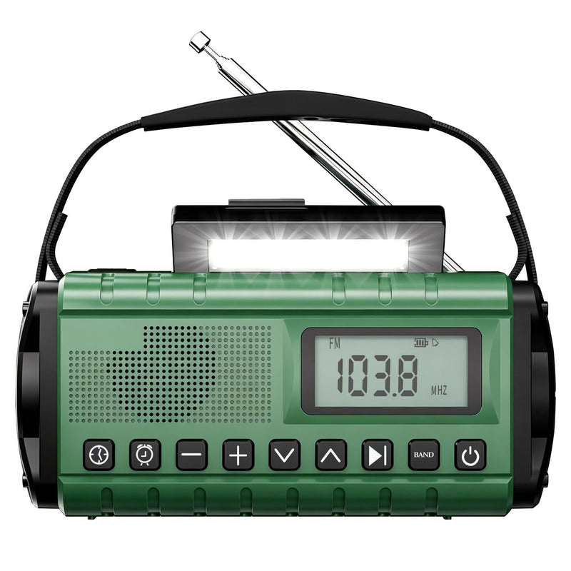 Hand Crank Radio Portable Am Fm-10000mAh/37000mWh NOAA Weather Radio | Auto Scan Emergency Radio with Flashlight,Rechargeable Battery,Solar Panel&SOS Alarm for Indoor/Outdoor Emergency Supplies Army Green