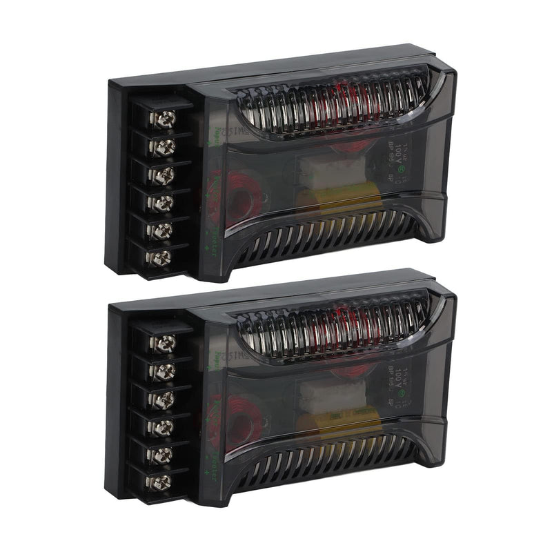 2 Way Car Audio Crossover, 2 Pack 300 Watts Passive Speaker Frequency Divider with Overcurrent Protection and Heat Dissipation for Car Tweeter and Woofer, Universal Installation