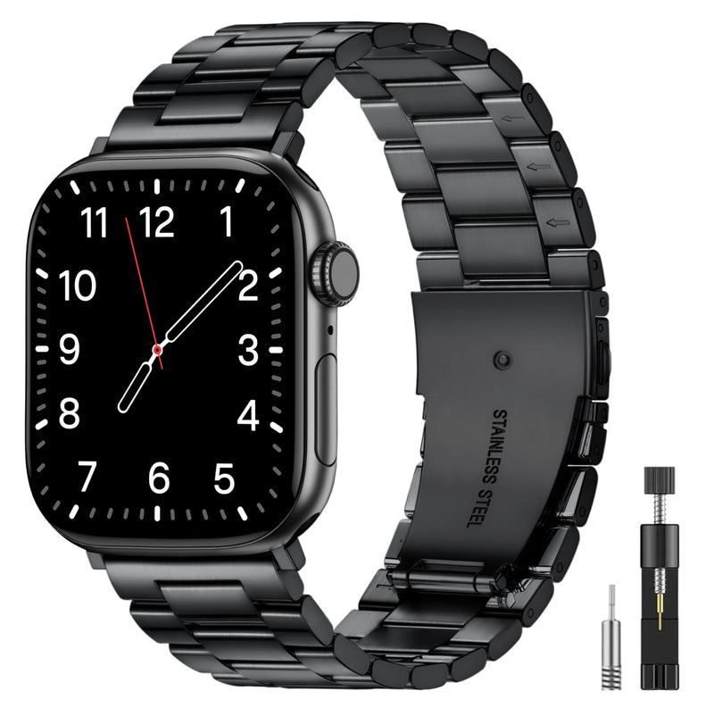 for Apple Watch Bands Men - Metal Strap Fits All Apple Watch Models | 316L Stainless Steel, Sizing Tool Included, for Business Professional Office Work, for iWatch Series 1-11/Ultra/SE 38mm-49mm Black 44mm/45mm/46mm/49mm/series 3 42mm