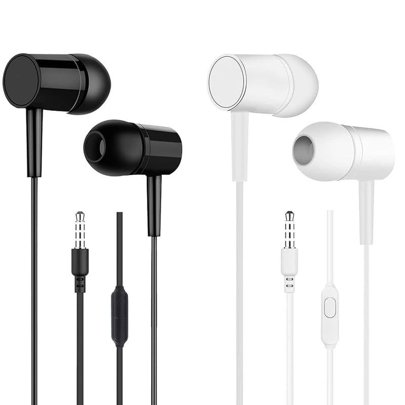 2 Packs Wired Earbuds – in-Ear Headphones with Microphone, Built-in Volume Controller, Noise Cancelling Design for Music, Online Classes, Work Calls, Compatible with Computers, Laptops, Tablets
