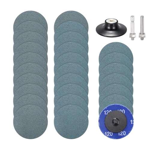 50 Pcs Zirconia Die Grinder Sanding Disc 2", 120 Grit 120 Grit with 1/4" Round/Hex Shank 50