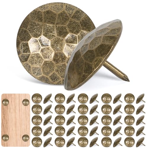 50PCS Large Round Head Iron Clavos Hammered Decorative Nails Iron Antique Rustic Clavos Fasteners Ornamental Accent for Wood Doors Farmhouse Shutters Faux Beams Barn Gates (Antique Bronze, 1.5 Inch) Antique Bronze