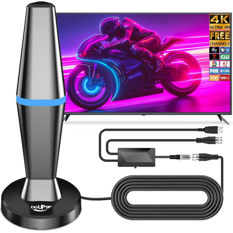 2026 Digital TV Antenna for Smart TV Indoor, TV Antenna for Local Channels with Strong Magnetic Base, 360° Reception HD Antennas for TV Indoor 4K Supports Smart & Older TVs (Black Blue) Black Blue