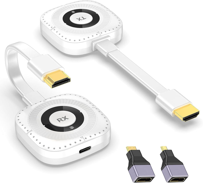 Wireless HDMI Transmitter and Receiver 4K Decoding 1080P Out, 328FT/100M Wireless HDMI Extender for Seamless High-Definition Streaming from Laptop/PC/TV Box to Monitor/TV/Projector White