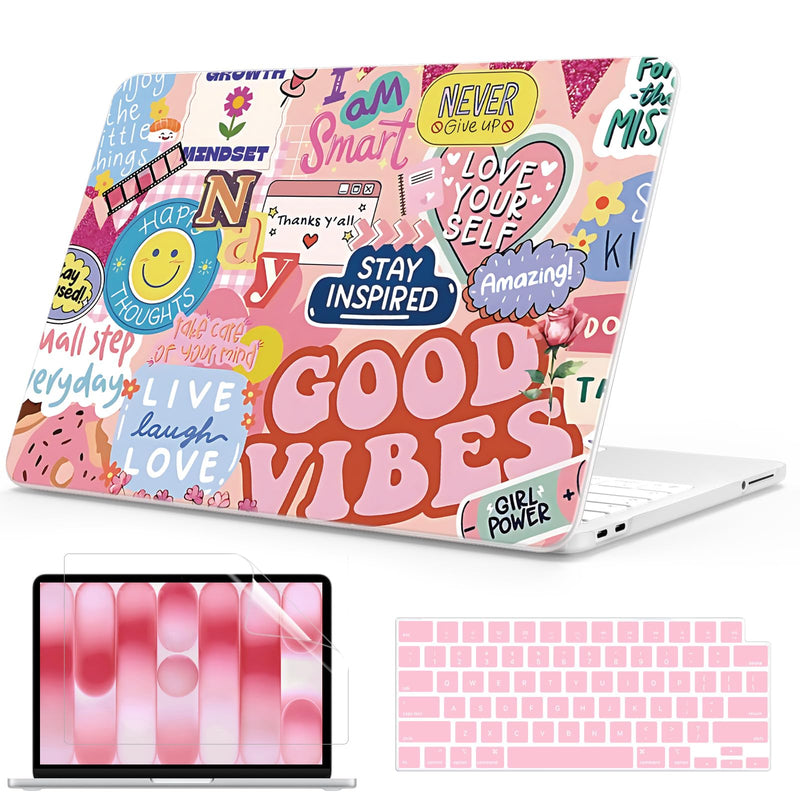 B BELK for MacBook Neo 13 inch Case 2026 A3404 A18 Pro, Pink Smile Face | Ultra-Thin Protective, Shockproof Hard Shell Cover, 2 Keyboard Covers & Screen Film, Girly Cute Laptop Protector Pink Smiley Face