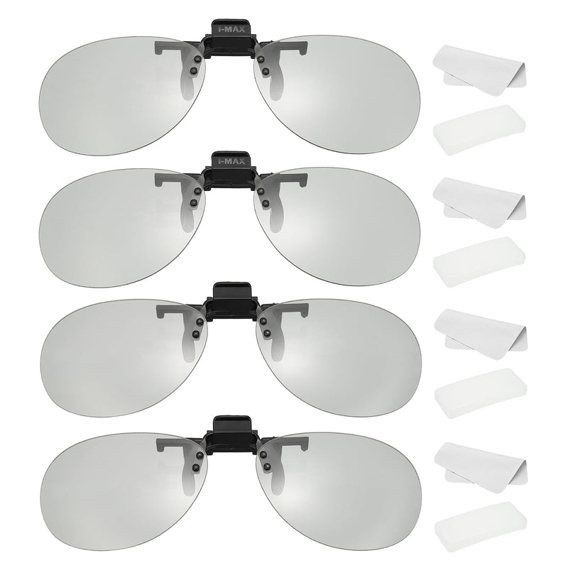 MECCANIXITY 2 Set Polarized Clip-on 3D Glasses, Passive Circular 3D Viewing Glasses Frames with Glass Case and Eyeglass Cloth for RealD/Image Maximum Movies Theater Games TV (Metal Clip)