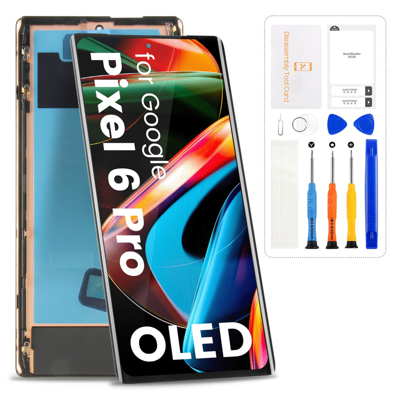 OLED for Google Pixel 6 Pro Screen Replacement with Frame,Black | for G8VOU GLUOG, LCD Display Touch Assembly,No Fingerprint Cable,Includes Repair Tools
