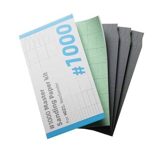 HOZO NeoSander 1000 Grit Foam Master Sanding Paper, 4PCS Sandpapers (3 Standard + 1 Foam Backed),for Precision Finishing & Final Surface Preparation, Ideal for Resin, 3D Prints & DIY Projects 1000Grit