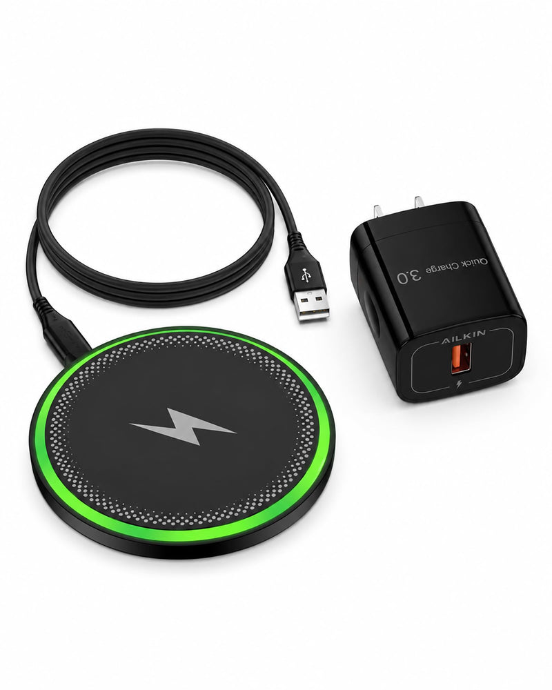 15W Wireless Charger for Google Pixel 10 Pro XL/10a/9 Pro XL/8 Fast Charge | Cordless Charging Pad with QC 3.0 USB Charger Block + USB-C Cable Cordless Charge Station Phone Charger for Android Wire less Black