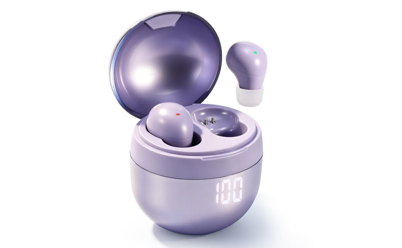 Mini Sleep Earbuds Bluetooth 6.0 Invisible Small Ear Buds for Side Sleepers | Cute Purple Design, Ultra Light 0.08oz, No Low Battery Beeps, Comfort Small Fit Wireless Sleep Headphones for Small Ears Work