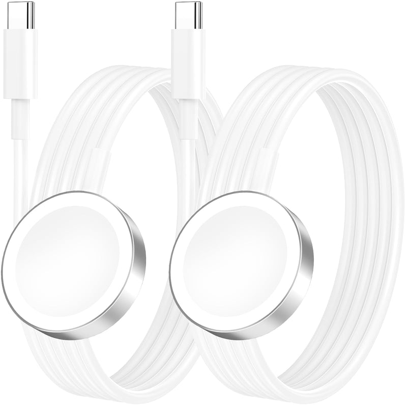 Apple MFi Certified 2Pack Magnetic Charging Cable for Apple Watch Charger | Stuffcool 6.6FT USB C to iWatch Portable Wireless Fast Charging Cord for Apple Watch Series Ultra/11/10/9/8/7/6/SE/5/4/3/2 Cream White