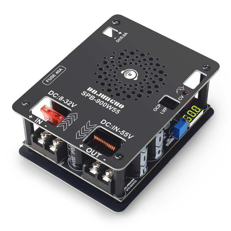 900W High Power DC Boost Converter 8-32V to 55V Adjustable Step-Up Voltage Regulator Module for Audio Amplifier DIY Speaker System
