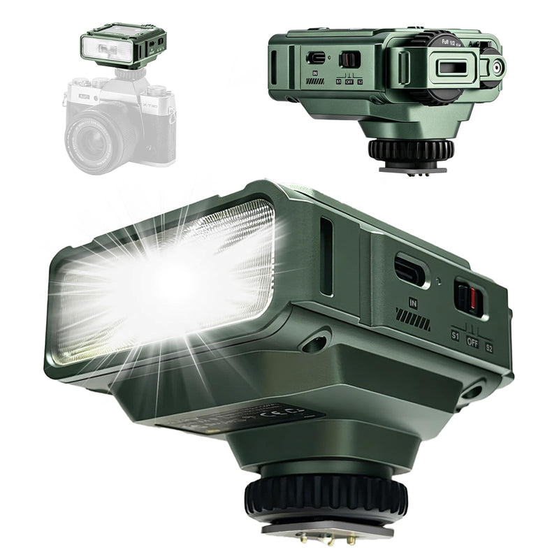 VILTROX 26Ws TTL Mini Flash Speedlite for Fujifilm, GN16 1800mAh, 1S Rapid Recycle On-Camera Flash Mini Speedlight, Spark Z3-F Flash Speedlight with Diffuser, Green Z3 For Fujifilm(Green)
