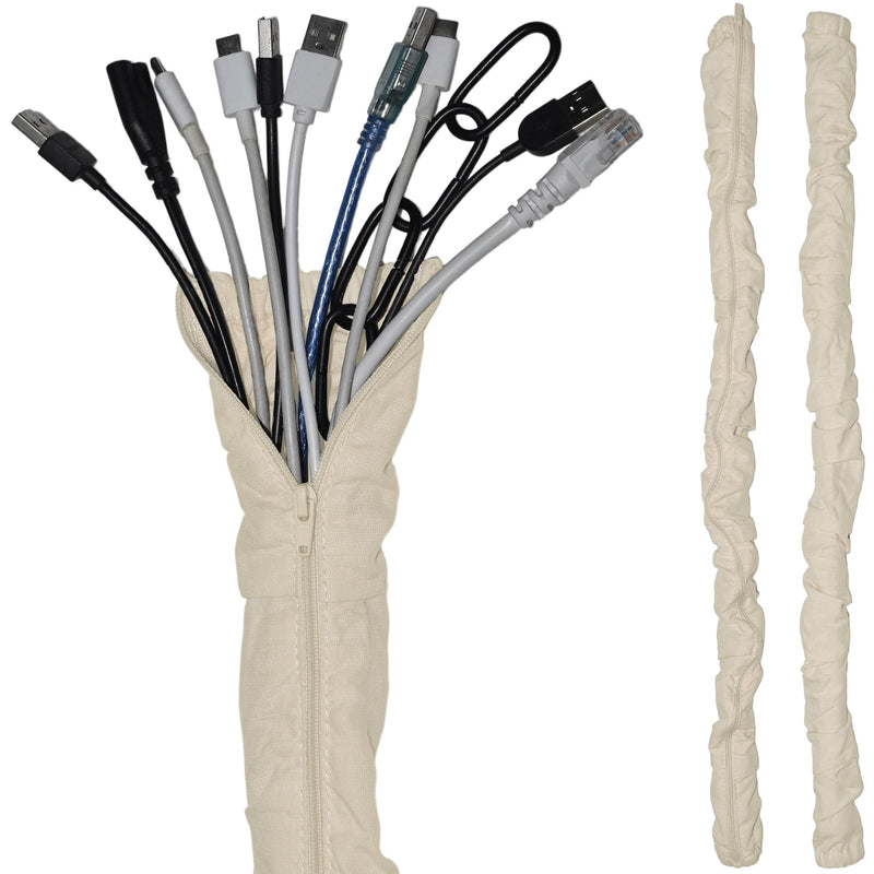 Fabric Zipper Cord & Chain Cover, Decorative Cable Management,2 Beige 6ft | 2 pack,2.6ft/4ft/6ft available