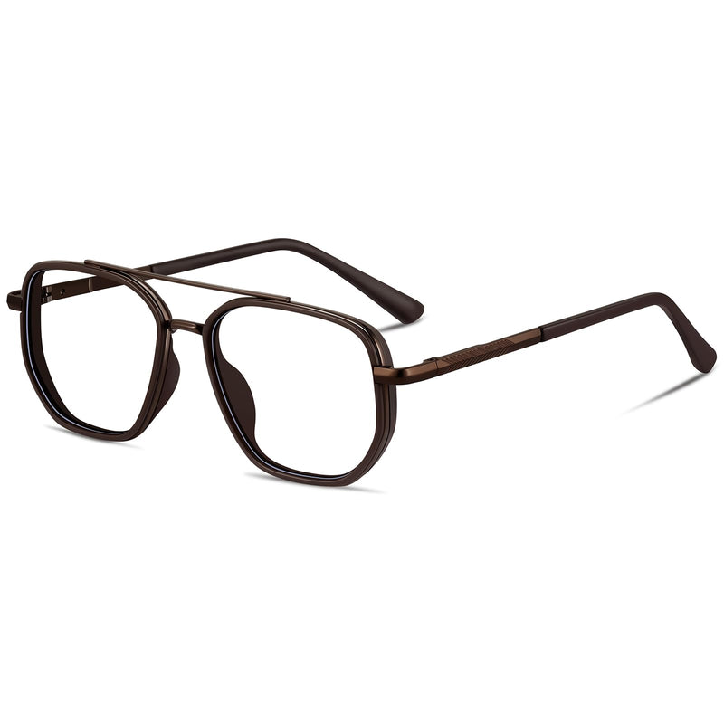 Aviator Blue Light Blocking Glasses for Women Men Trendy Metal Frame Computer TV Eyeglasses Anti Eyestrain Coffee/Brown clear