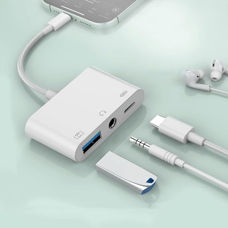 USB C to USB Adapter, 3 in 1 AUX to USB C Adapter with 3.5mm Headphone Jack + OTG + 60W PD Fast Charging Port,Compatible with iPhone 15/16, iPad Pro, MacBook and More