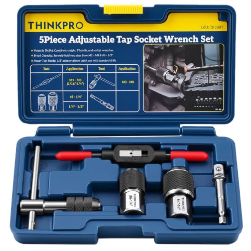 5 Piece Tap Wrench Set with Adjustable Tap Socket & T-Handle