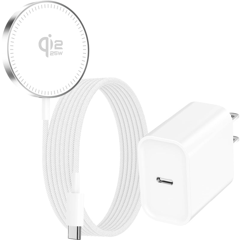 Apple MFi Certified Apple MagSafe Charger 25W 5FT Magnetic Wireless Charger | Linocell Fast Phone Wireless Charging Pad with 20W USB C Charger for iPhone 17 17 Pro 16 Pro 15 14 13 12 Series & AirPods Pro Milky White