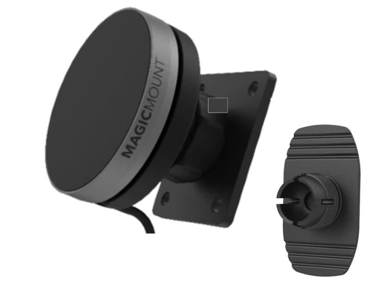 Scosche MagicMount Charge Elite Qi2 15W Wireless Car Charger Phone Mount, MagSafe Car Mount Charger with AMPS Plate and Adhesive Dash Adapter, Magnetic Car Phone Holder for iPhone and Qi2 Devices AMPS Base + Dash Adapter