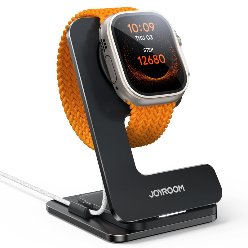 JOYROOM Watch Stand for Apple Watch Magnetic Fast Charging- Desk Charger Stand Holder Dock for Apple iWatch Ultra3/2/1, Series 11/10/9/8/7/6/5/4/3/2/1, SE3/2/1 (49/46/45/44/42/41/40/38mm)(Black) Black