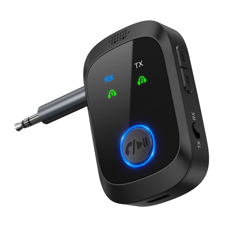 Bluetooth 5.4 Transmitter Receiver, 2-in-1 Car AUX Adapter | Wireless Bluetooth Adapter for Car with Hands-Free Calls, 3.5mm AUX Audio Adapter for TV/Car/Airplane /Home Stereo