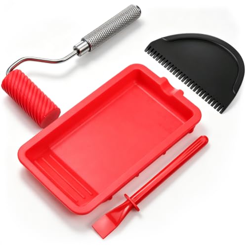 Silicone Glue Roller Kit Silicone Wood Applicator Kit with Tray and Brush Even Spread Edge Gluing Tool Set for Woodworking Arts Crafts Around the Home and Hobbyists