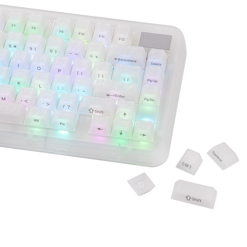 EPOMAKER Frost Jelly Keycaps Set, 126 Keys Forged Carbon Fiber Keycaps | Cherry Profile, ABS+PC, MX-Style Compatible for 61/68/84/87/98/100/104/108 ANSI Layout Mechanical Gaming Keyboards (White) White