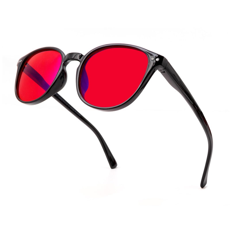 OKH Blue Light Blocking Glasses Amber and Red Lens for Women Men Computer Gaming Eye Strain Relief Sleep Aid Black/Red Lens