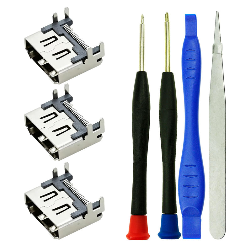3PCS HDMI Port Replacement for Playstation4 PS4 Jack Socket Connector | for Interface Console Accessories Parts with Repair Kits