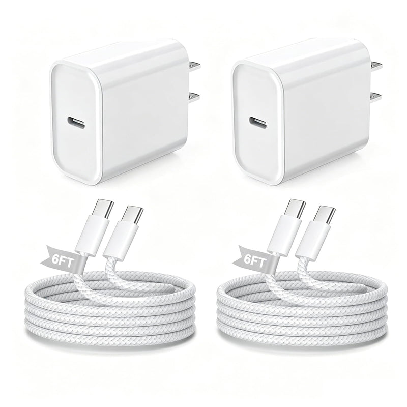 iPhone Charger Fast Charging,[Apple MFi Certified]20W iPhone USB C Fast Charger Block 2Pack 6FT Type C USB C to C Woven Cable for iPhone 17 Pro Max/17 Pro/Air/16 Pro Max/16 Pro/15 Pro Max,iPad Pro/Air