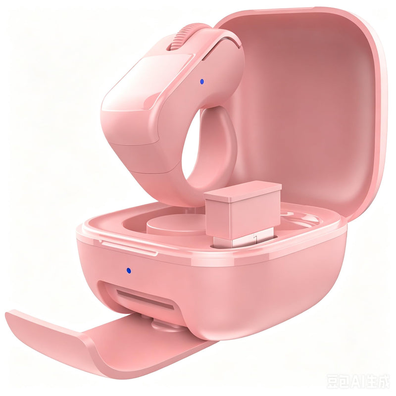 Bluetooth & 2.4GHz Wireless Dual Mode Mini Finger Ring Mouse with Touchpad — Rechargeable Pink Wearable Remote Control for TikTok, Kindle,PPT,Camera,with Charging Case,for PC,Laptop,Tablet,Phone