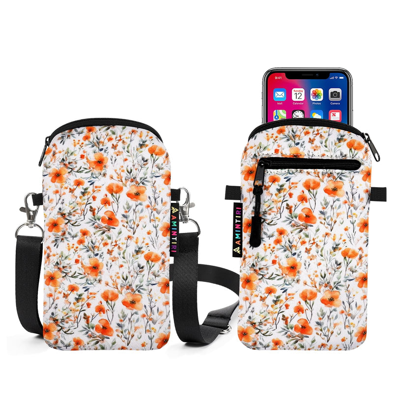 Neoprene Cell Phone Sleeve Pouch Case Bag for Women, Crossbody Strap Neck Lanyard Phone Bag for iPhone 17/16/15 Pro Max, Samsung S25, Pixel 10 (Late Autumn) Late Autumn