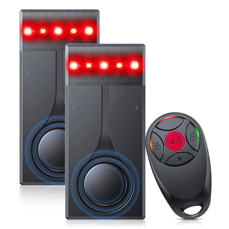 Car Alarm Anti Theft Device, 108 dB Car Audible and Visual Alarm, Magnetic Vibration Alarms System with Remote Control, High-Temperature-Resistant, Suitable for RVs, SUVs, Trucks Etc (2 Alarms)
