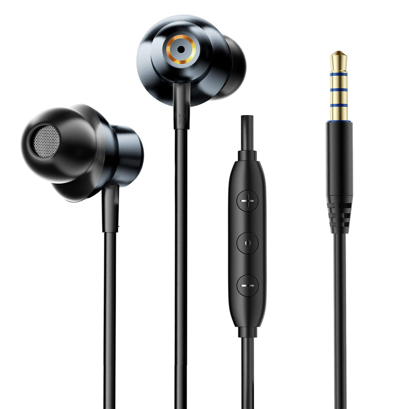 Wired Earbuds with Noise Isolating Fit, Deep Bass Stereo Wired Earphones, 3.5mm Jack Plug in Headphones with in-Line Mic for Clear Calls, Compatible with PC, Laptop, Gaming Blue