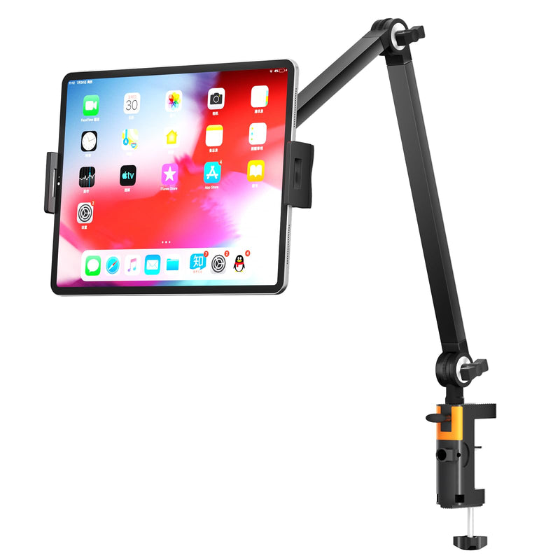 Tablet Stand, 360° Adjustable Holder for 4.7-16" iPad/Phone, Metal | Foldable Tablet Arm Mount for Desk and Bed, for Kitchen, Work, Drawing, Streaming, Video Call, Working, Watching, Heavy Duty