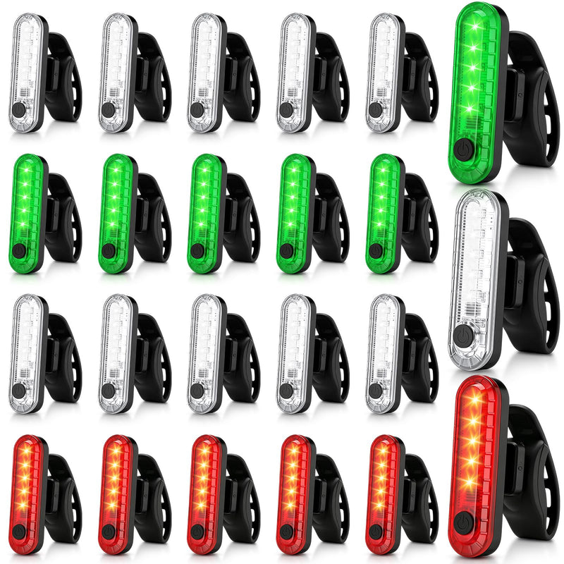 Jerify 20 Pack USB Rechargeable LED Bike Tail Light Navigation Lights Kit Bicycle Rear Waterproof 4 Light Mode Options for Night Back Bicycle Taillights, Night Kayaking, Boating Red, White,Green