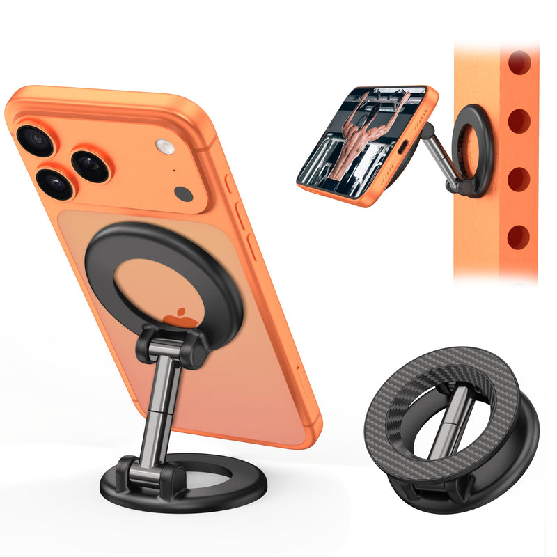 Dual-Sided Magnetic Phone Holder Mount for MagSafe Phone Grip Stand, 360° Adjustable Magnetic Phone Stand for iPhone/Sumsung/Google/Android, Foldable MagSafe Phone Ring Holder for Car, Gym, Golf Cart
