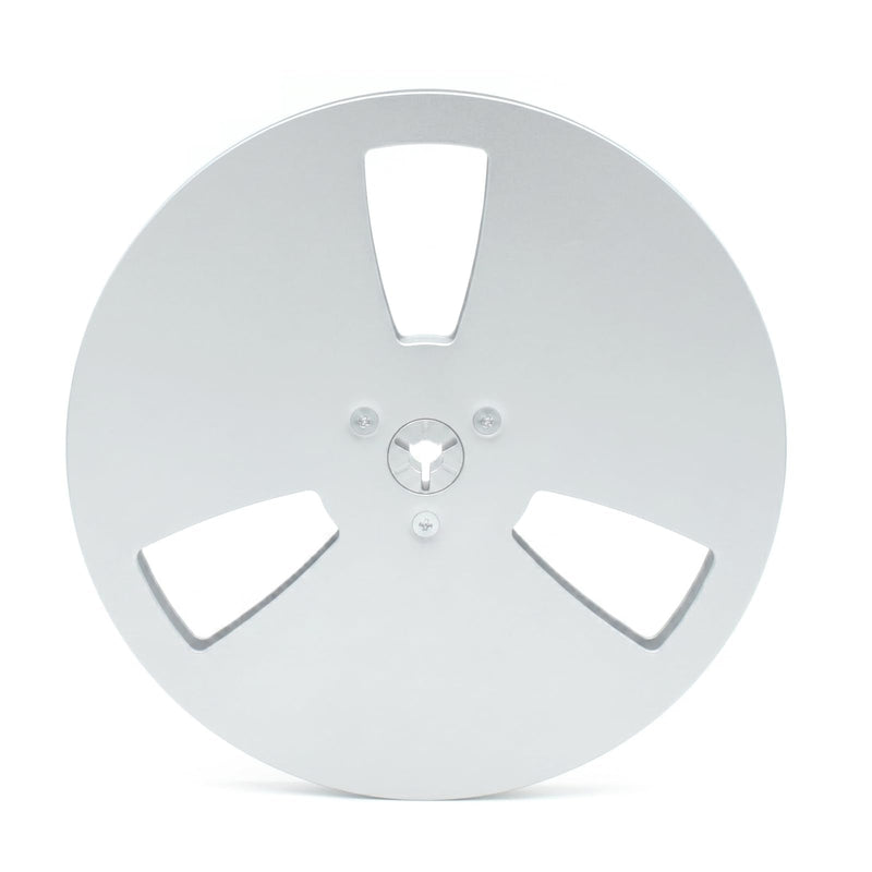 7 Inch Empty Tape Reel, 1/4 Inch Aluminum Takeup Reel, Silver | Precision-machined aluminum alloy reel with 3-hole design for tape storage, transfer and restoration