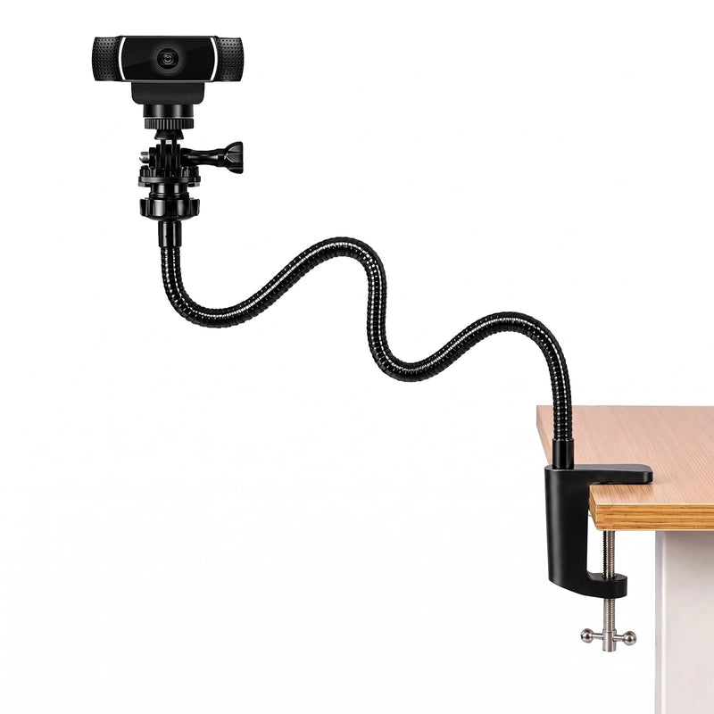 Flexible Webcam Stand Mount for Desk, Gooseneck Webcam Arm Tripod with Phone Holder, Desk Camera Mount Compatible with Logitech C922 C930e C920S C920 C615 C960 C920x Brio 4K, 1/4" Thread