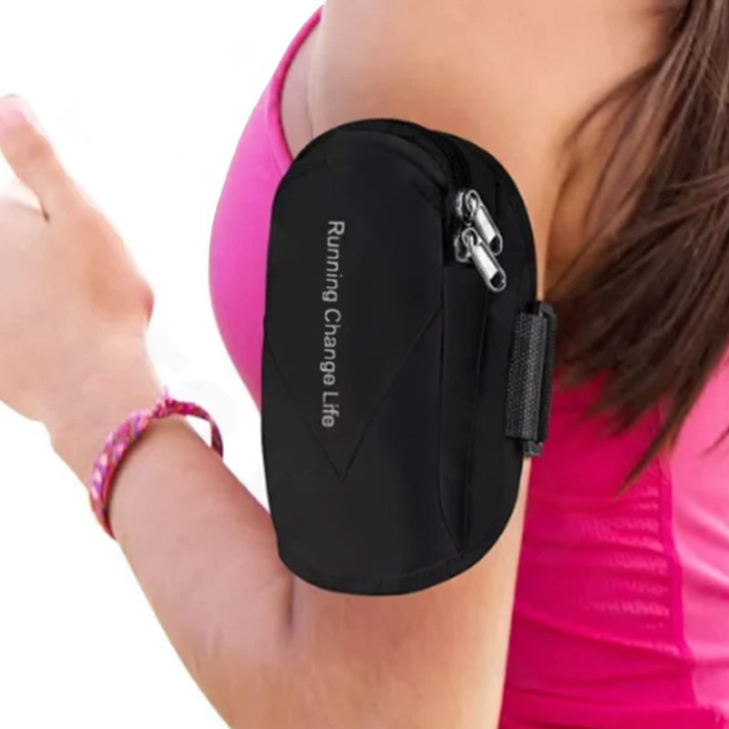 Generic Arm Bag Arm Pouch Band Oxford Cloth Size Adjustable 2 Pockets for Phone Keys Credit Card Cash Fitness Running Cycling Hiking
